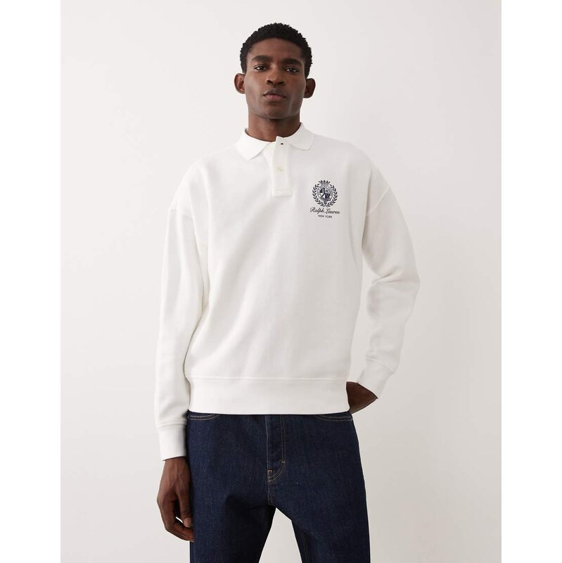Polo Ralph Lauren icon logo long sleeve collared sweatshirt in