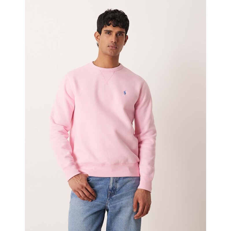 Polo Ralph Lauren icon logo crew neck sweatshirt in carmel pink
