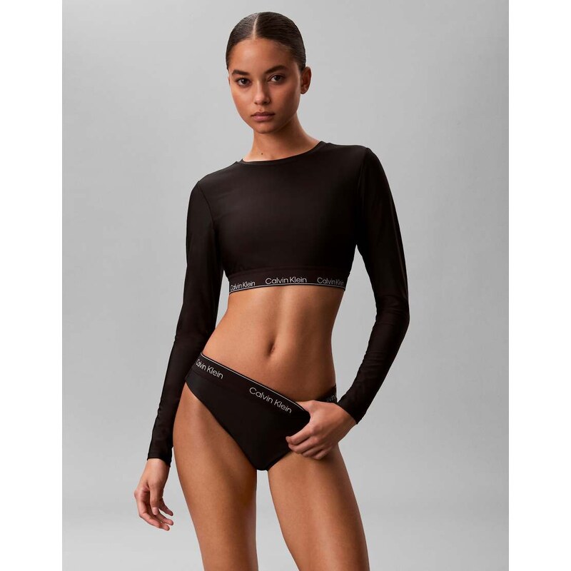 Calvin Klein logo waistband bikini bottom in black