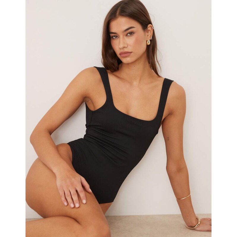 Calvin Klein Shapewear ribbed one piece swimsuit in black
