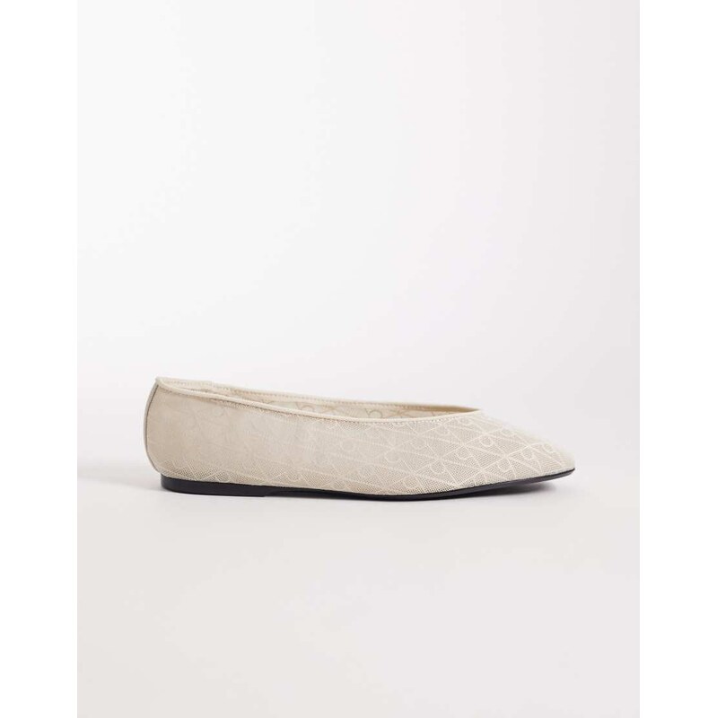 Calvin Klein Jeans Square toe mesh ballerina flats in cream-White 115530175