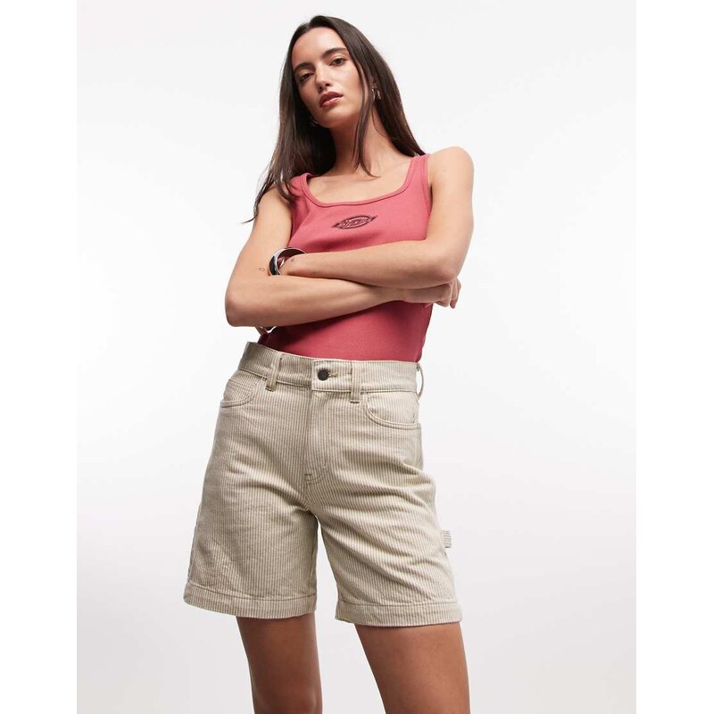 Dickies 7 inch hickory striped carpenter shorts in off white 114514114