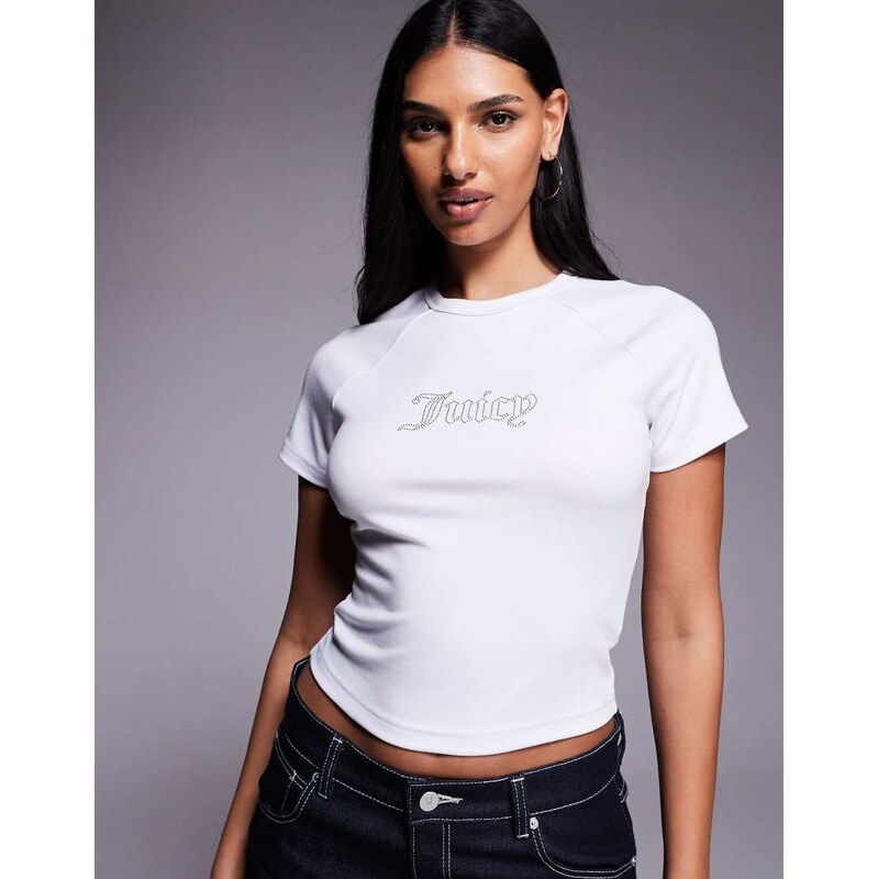 Juicy Couture diamante logo baby t-shirt co-ord in white