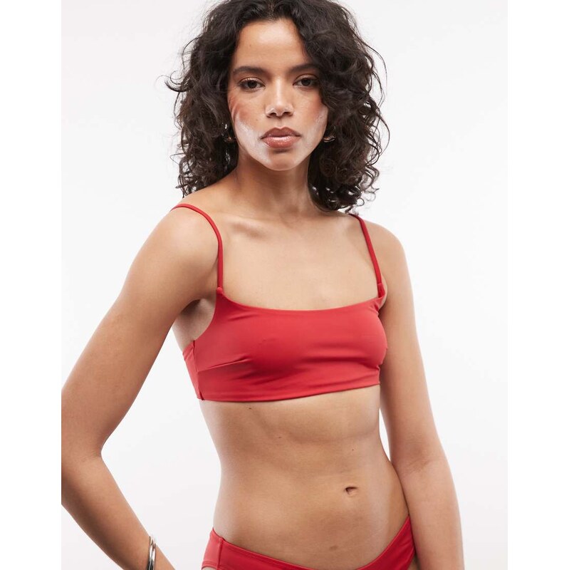 Weekday square neck bikini top in bright red 114514142