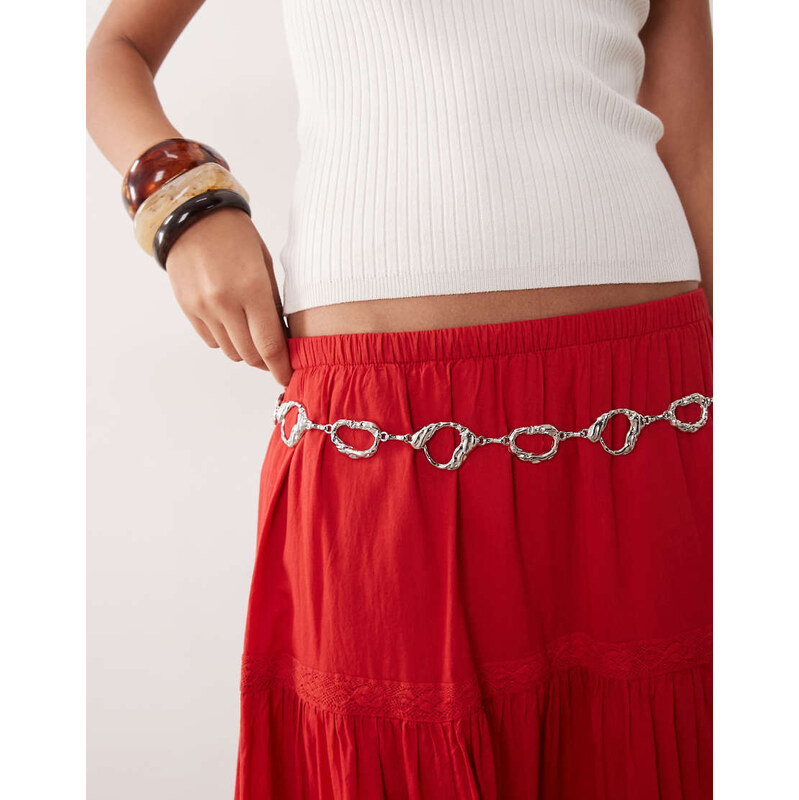 DesignB London molten chain belt in silver 115524912