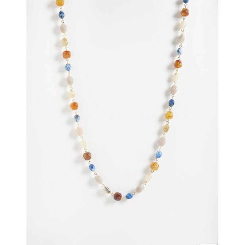 Reclaimed Vintage long line tonal beaded necklace in gold-Multi