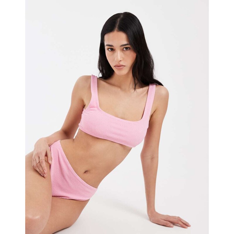 & Other Stories crinkle scoop front bikini top with low back in