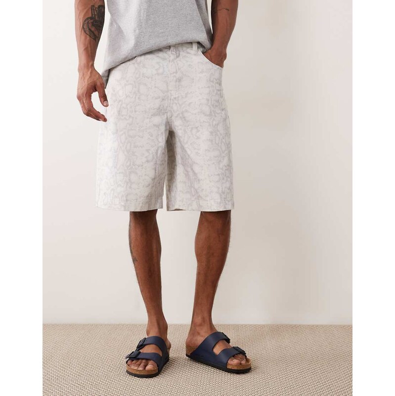ASOS DESIGN longer length jort in crocodile print-Multi