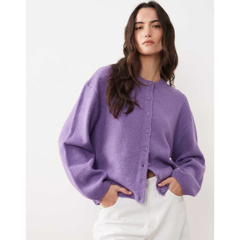ASOS DESIGN lightweight relaxed cardigan in purple