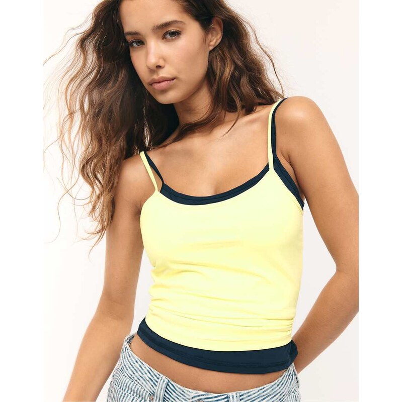 Stradivarius Basic tank top in pastel yellow 114514285