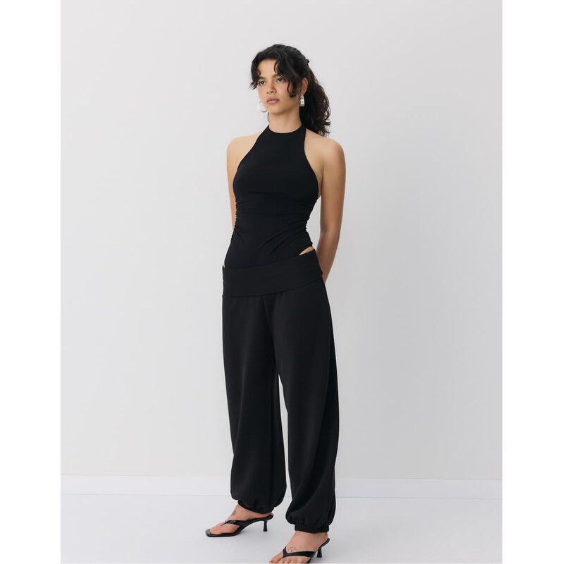 Stradivarius Halterneck bodysuit in black 114514299