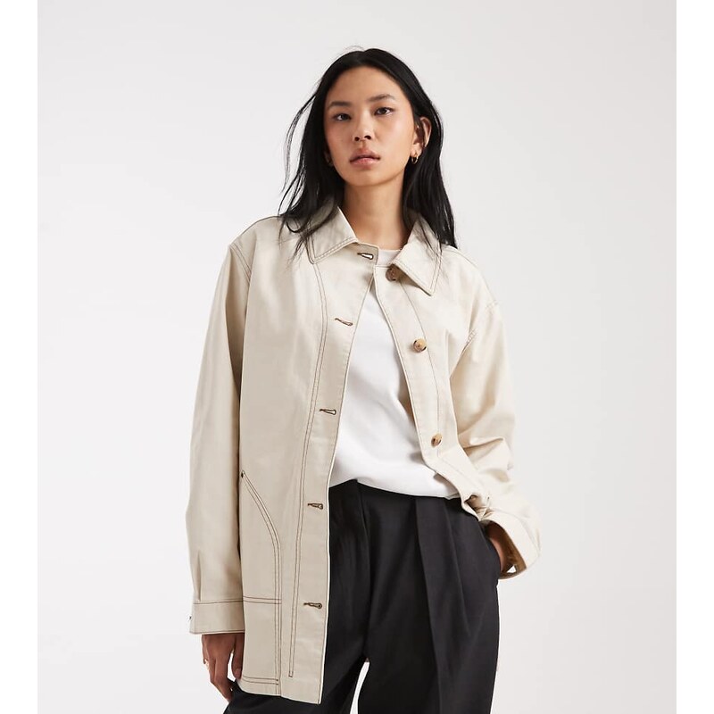 ASOS Tall ASOS DESIGN Tall oversized cotton harrington jacket in 115491565