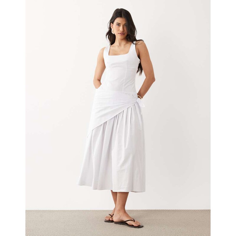 ASOS DESIGN poplin wrap maxi dress in white
