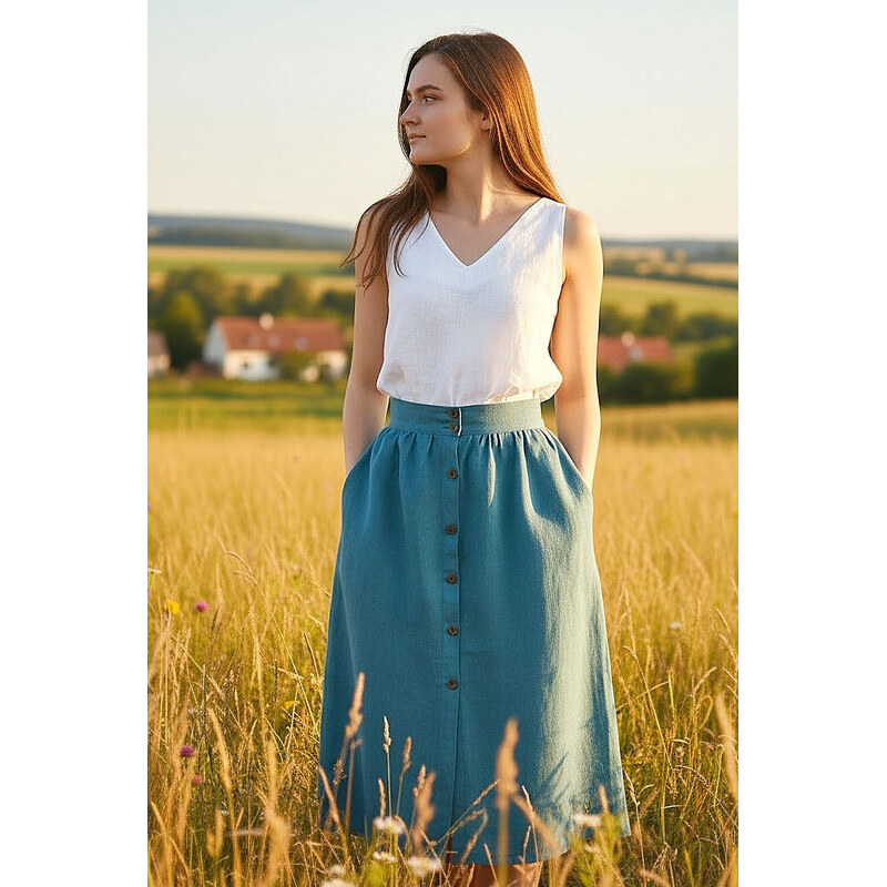 Glara Propínací sukně Czech design 100% len