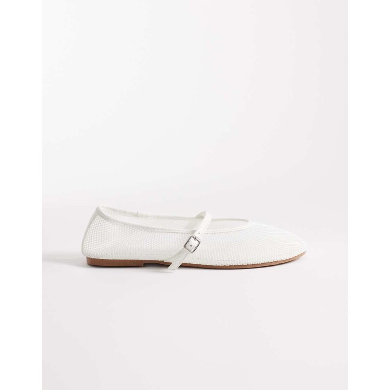 ASOS DESIGN Libra mesh mary jane ballets in white