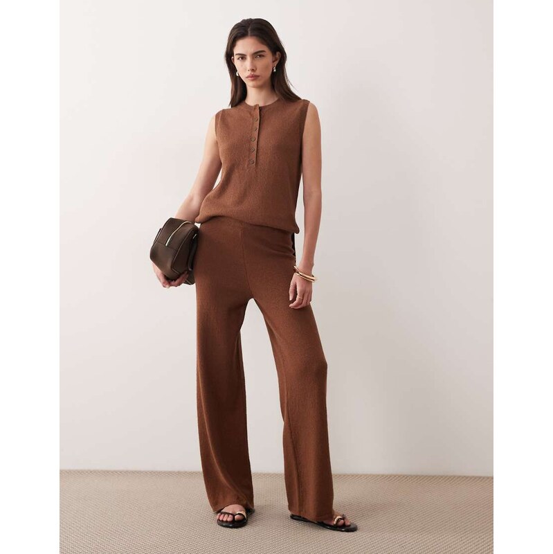 ASOS DESIGN slub trouser co-ord in chocolate-Brown
