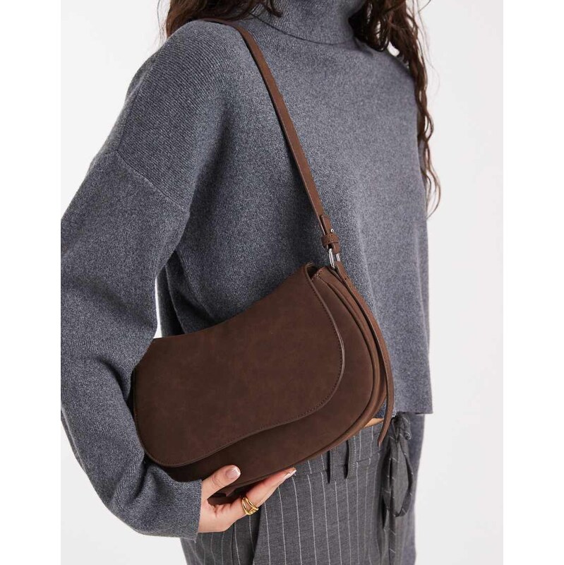 Glamorous mini saddle bag in washed brown 115520096