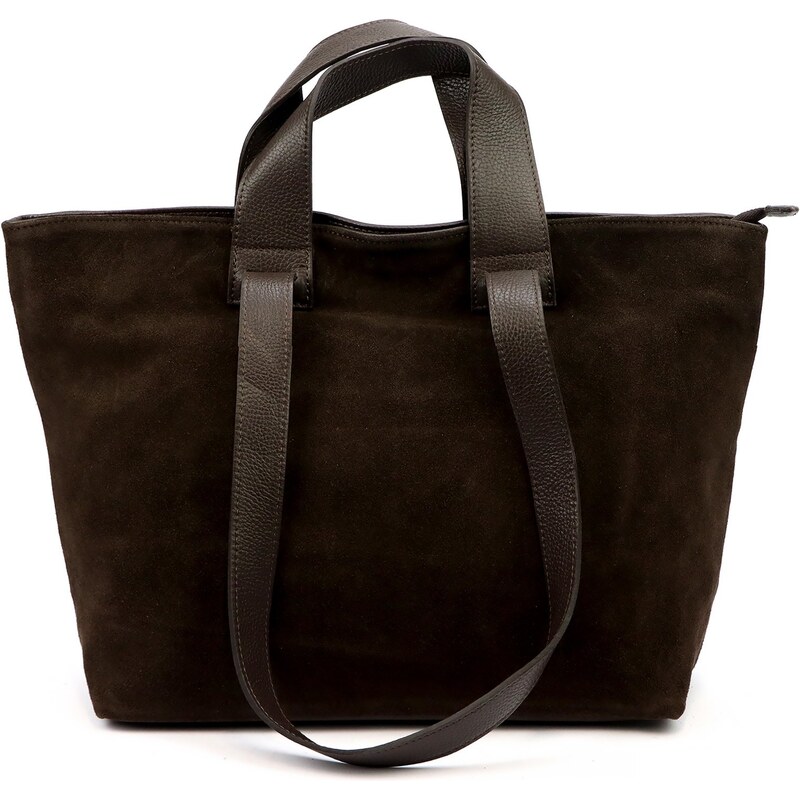 Kožená shopper bag kabelka Luka 25-077 tmavě hnědá 114519058