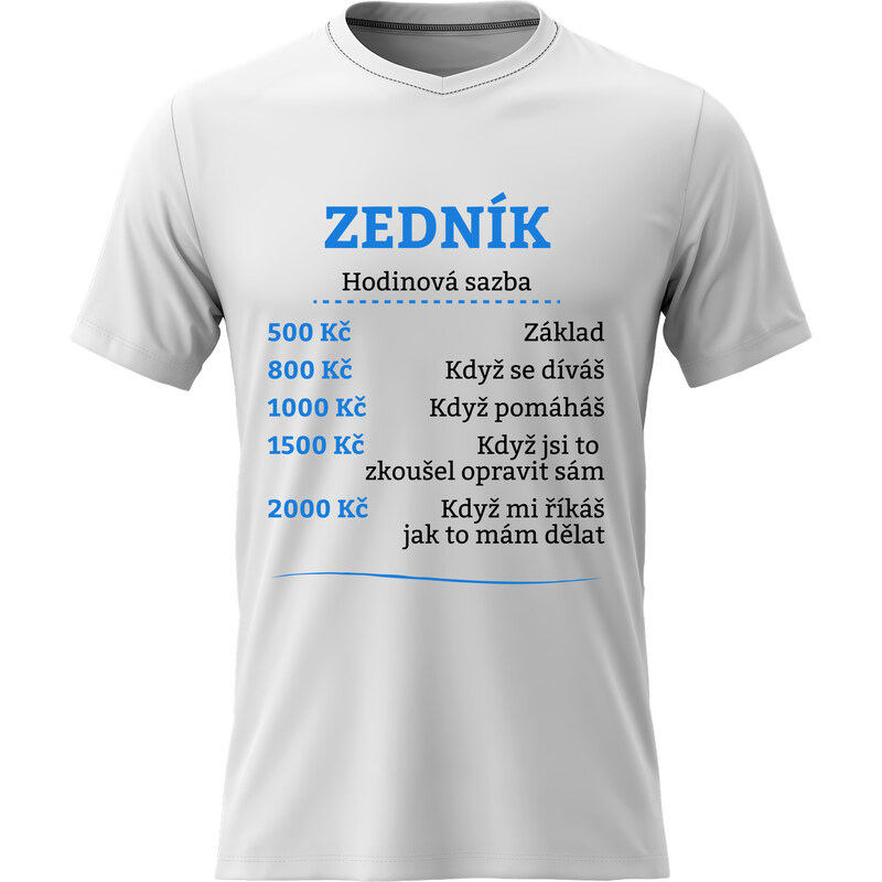 Pánské bavlněné tričko s potiskem - HODINOVÁ SAZBA - ZEDNÍK -