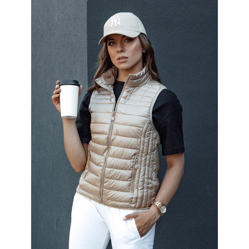 Dámská prošívaná vesta se stojáčkem TY4439 béžová - FashionStreet 114520138