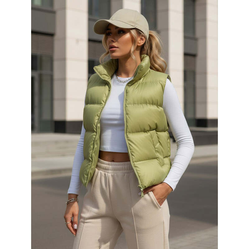 Dámská prošívaná vesta WILLOW TY3797 pistáciová - FashionStreet 114520140