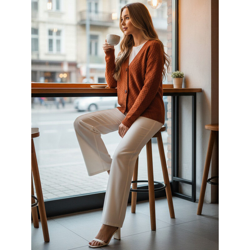 Dámský svetr my2418 Skořicová - FashionStreet 114520153