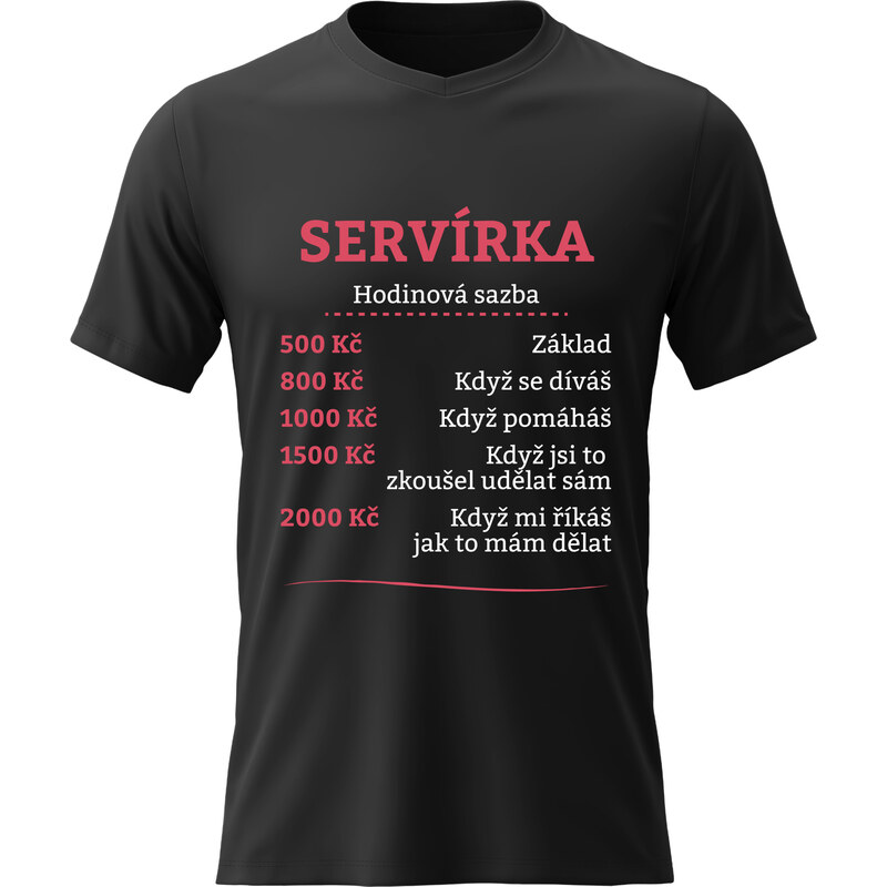 Giftela Dámské bavlněné tričko s potiskem - HODINOVÁ SAZBA SERVÍRKA - 114520223