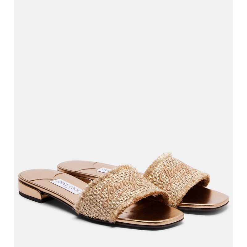 Jimmy Choo Joa embroidered woven slides