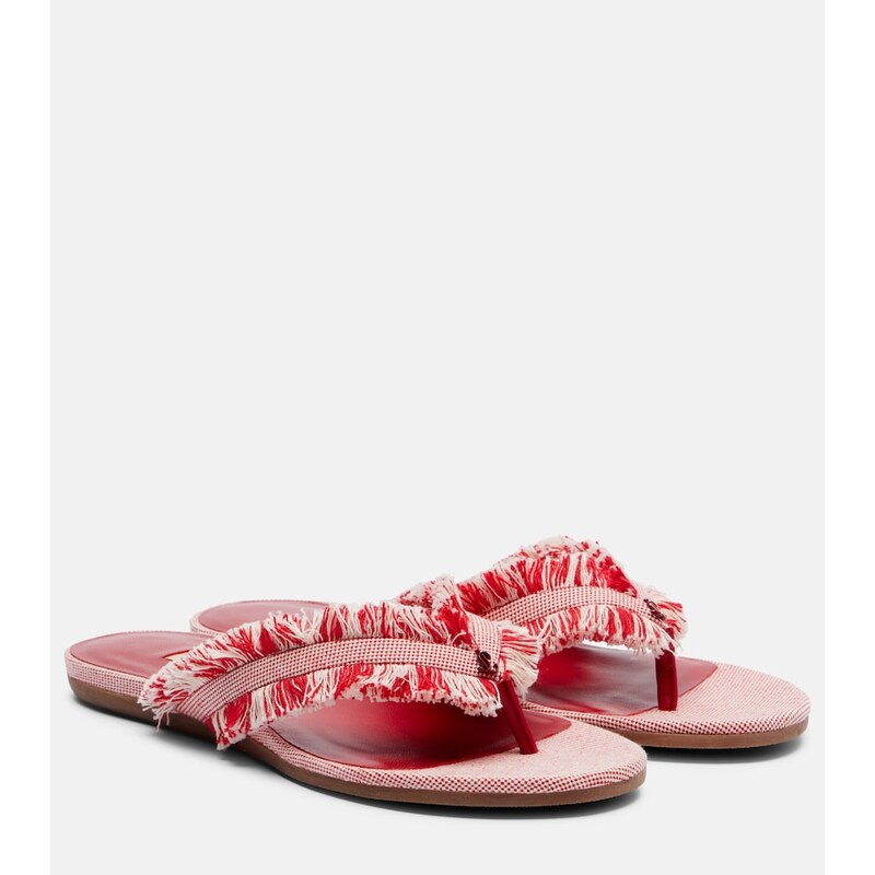 Jimmy Choo Bay fringed canvas thong sandals