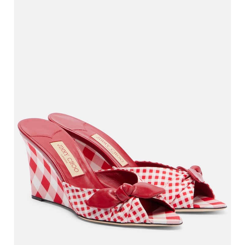 Jimmy Choo Livi checked wedge mules