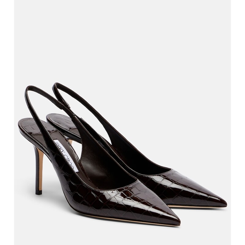 Jimmy Choo Love croc-effect leather slingback pumps