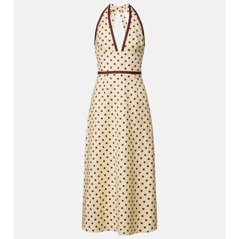 Posse Bowie polka-dot linen and cotton midi dress