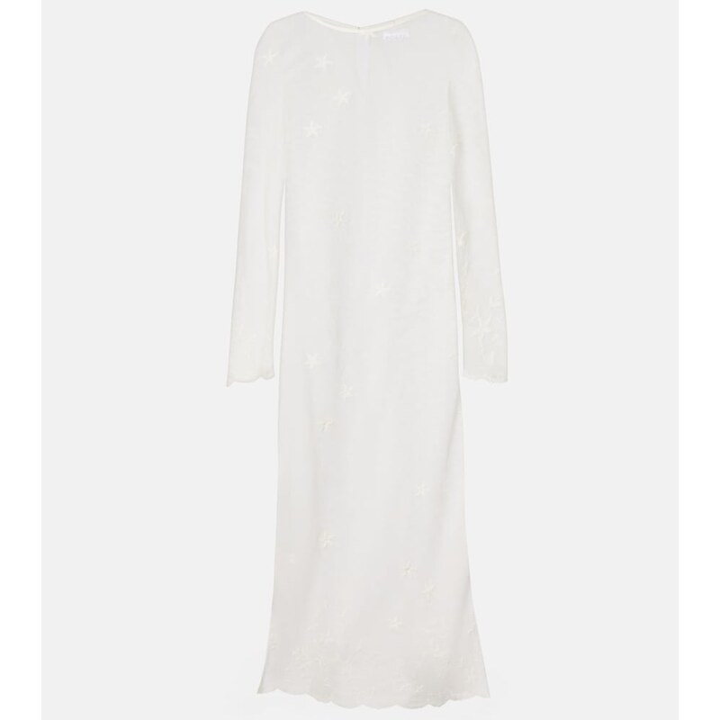 Posse Cove embroidered sheer cotton tulle kaftan