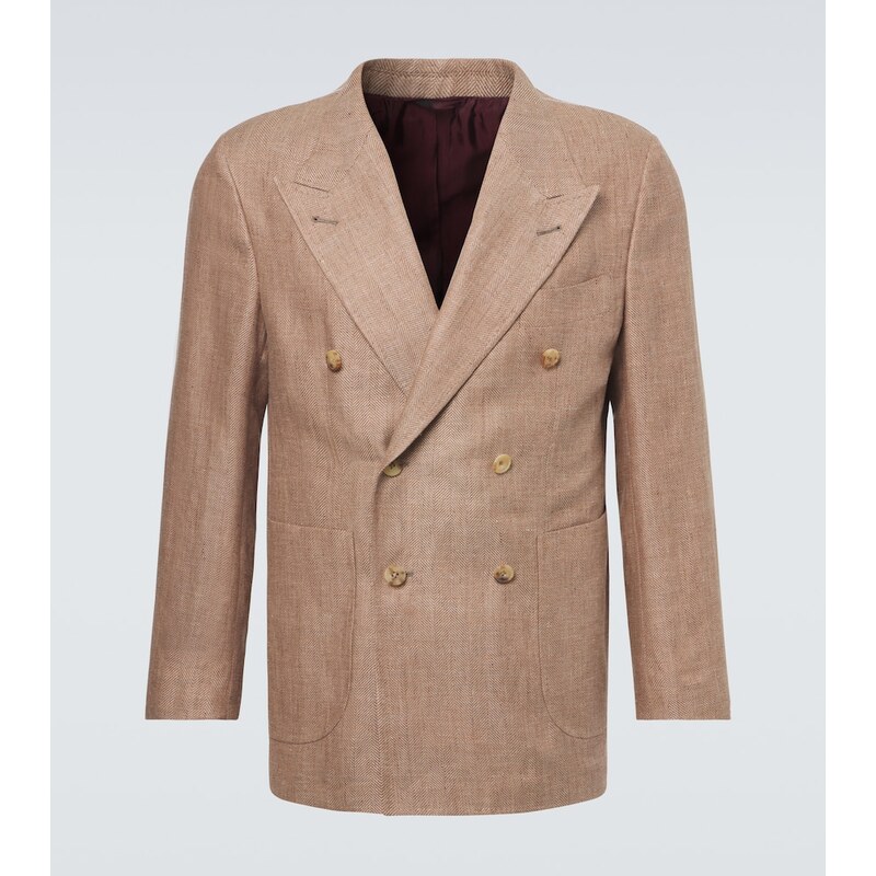 Rubinacci Herringbone linen and wool blazer