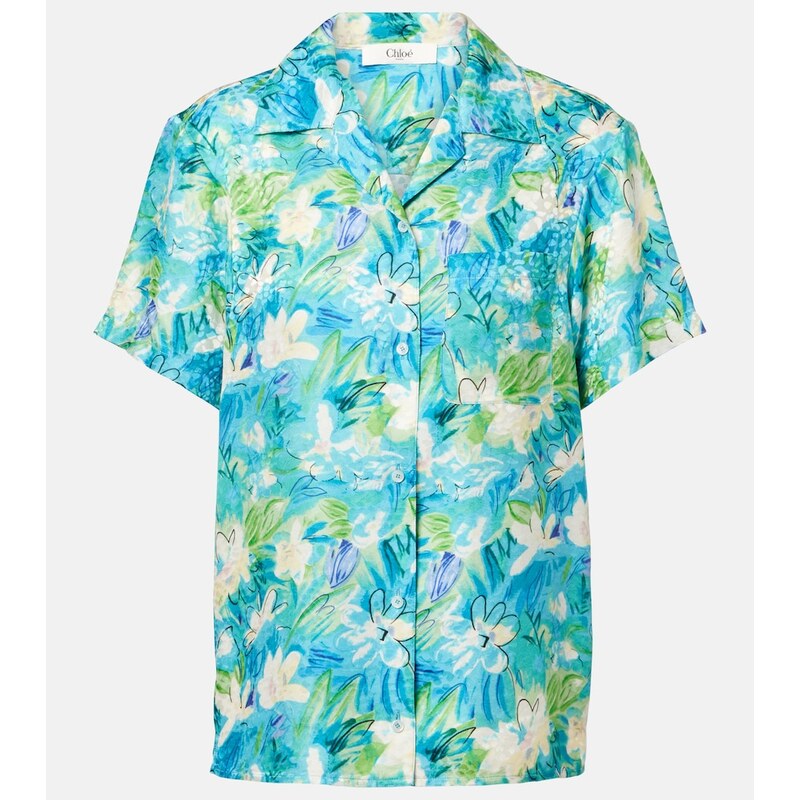 Chloe ChloÃ Floral ribbed-knit cotton-blend top