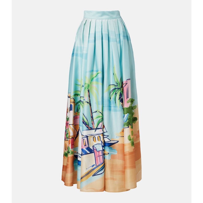 Leo Lin Printed satin maxi skirt