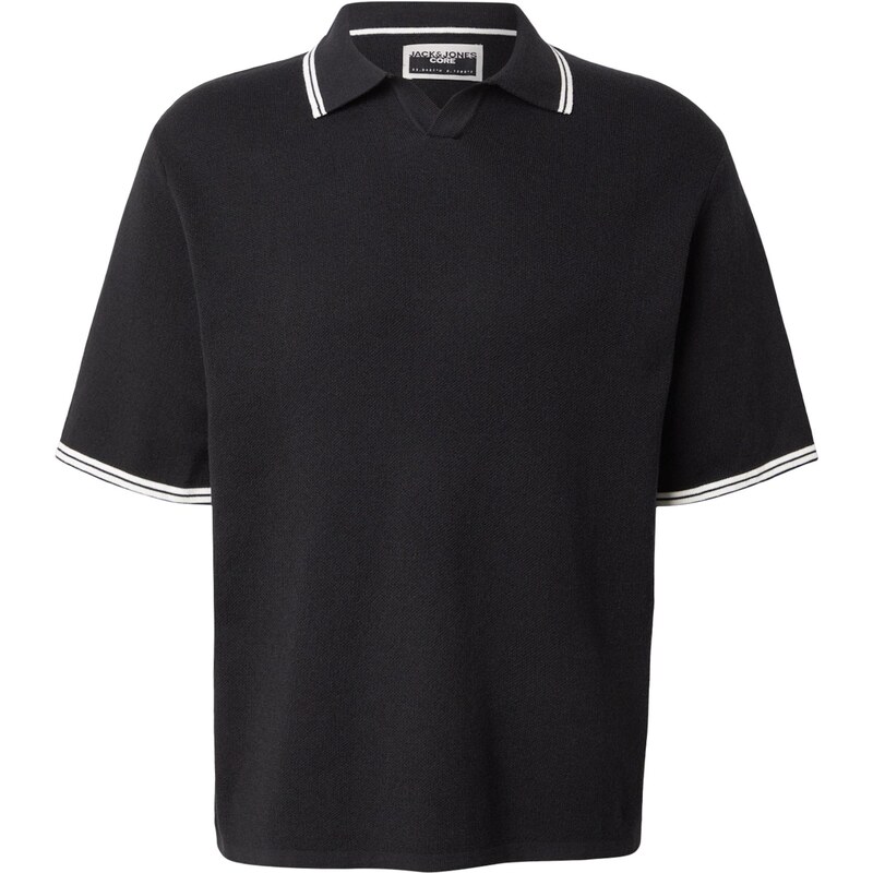 JACK & JONES Svetr JCOBREEZE černá / bílá