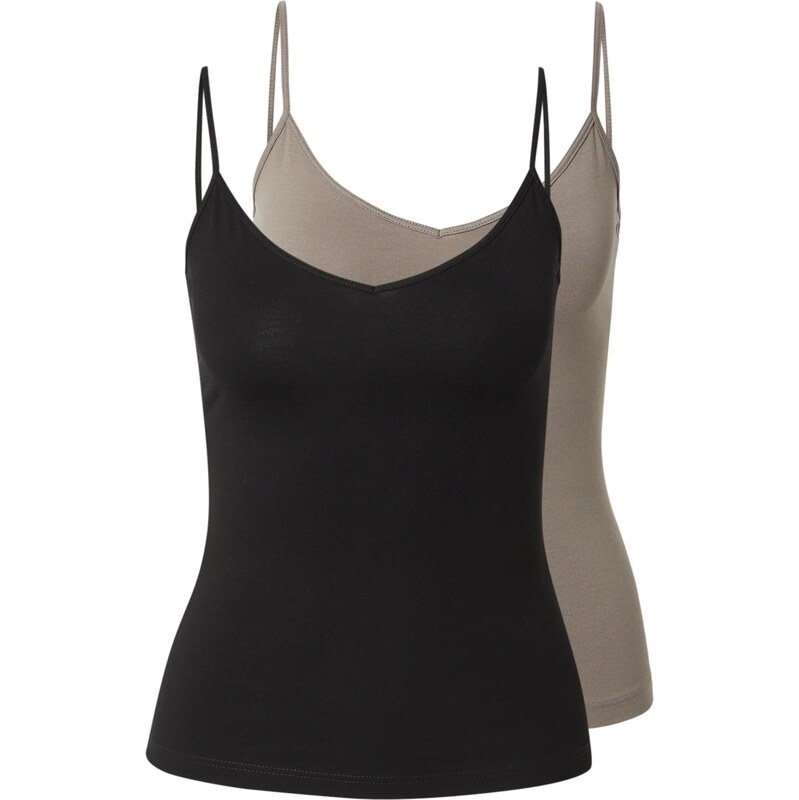 WEEKDAY Top šedobéžová / černá