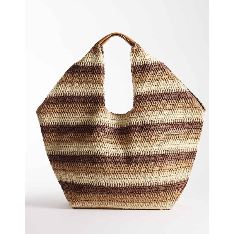 South Beach oversized landscape shoulder tote bag in neutral