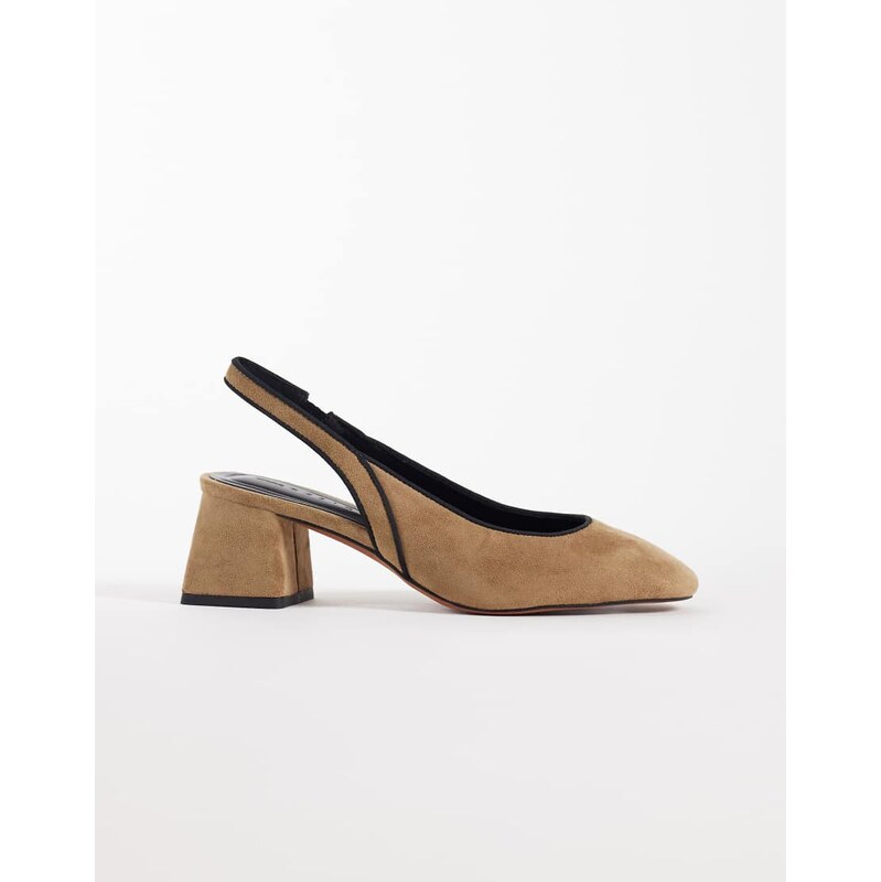 ASOS DESIGN Sugarplum slingback block heel shoes in taupe