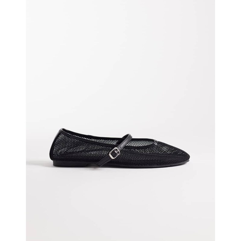 ASOS DESIGN Libra mesh mary jane ballets in black