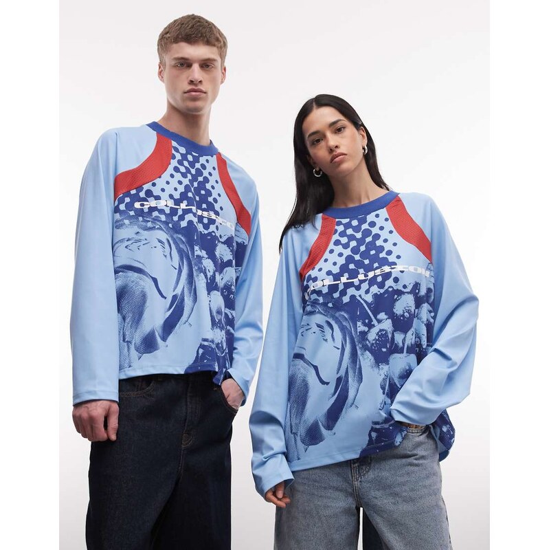 COLLUSION Unisex football t-shirt in blue