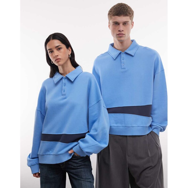 COLLUSION Unisex boxy oversized sporty sweatshirt in blue