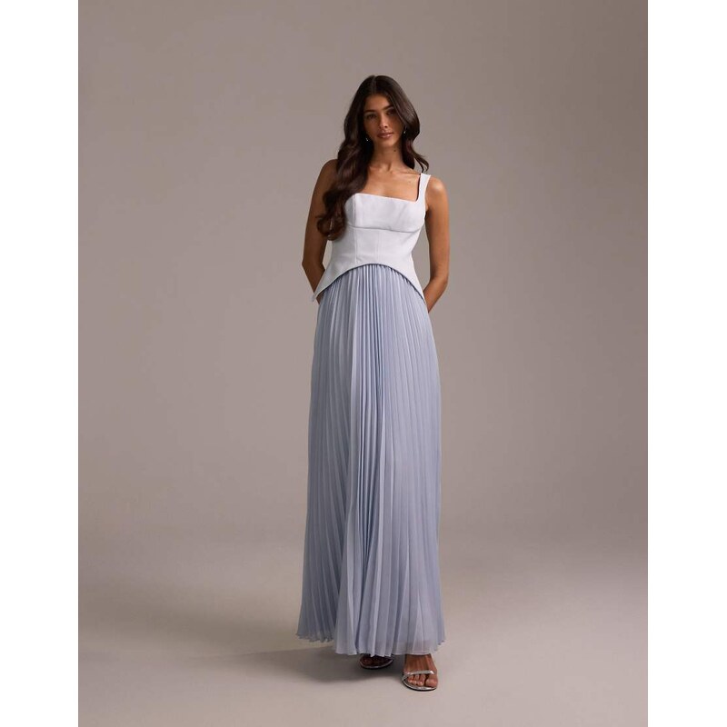 ASOS DESIGN bridesmaids hybrid maxi dress with pleated full