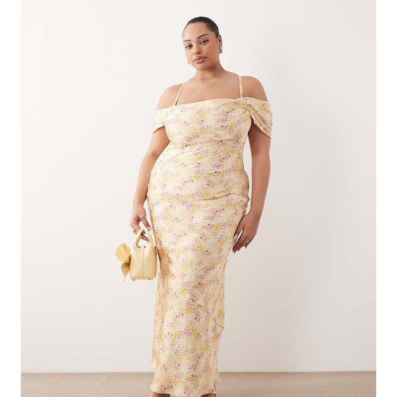 Pretty Lavish Curve Pretty Lavish satin cowl neck cold shoulder slip 113734617