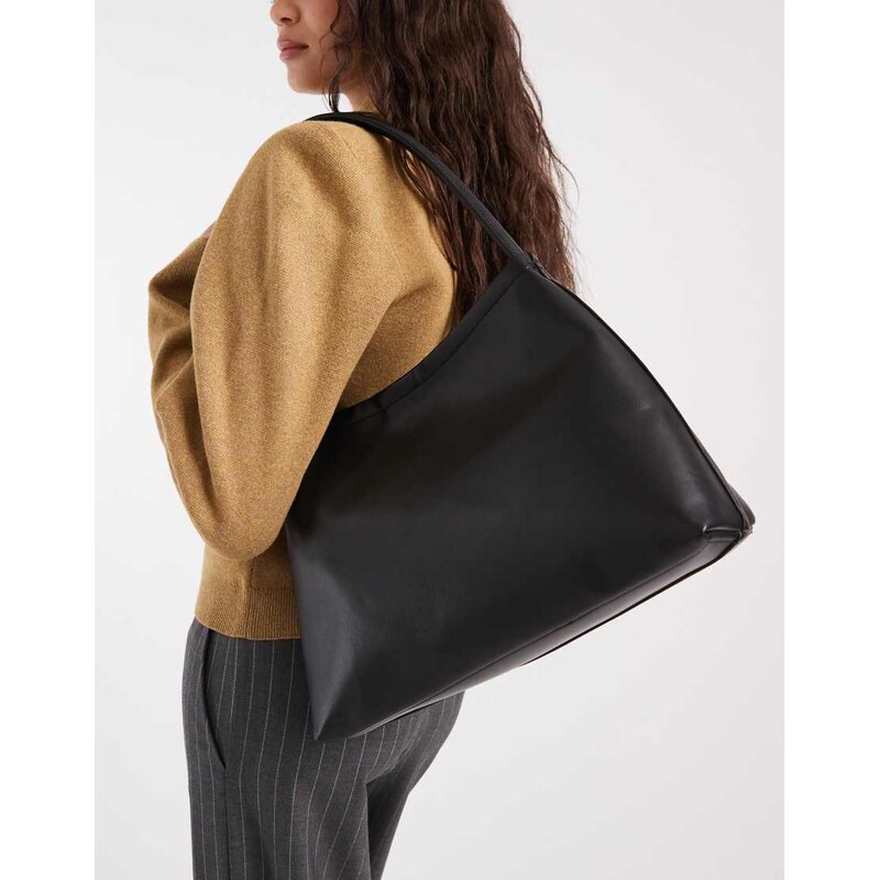 Glamorous clean shoulder tote bag in black