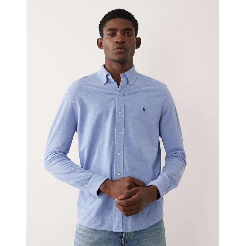 Polo Ralph Lauren icon logo long sleeve cotton shirt in blue