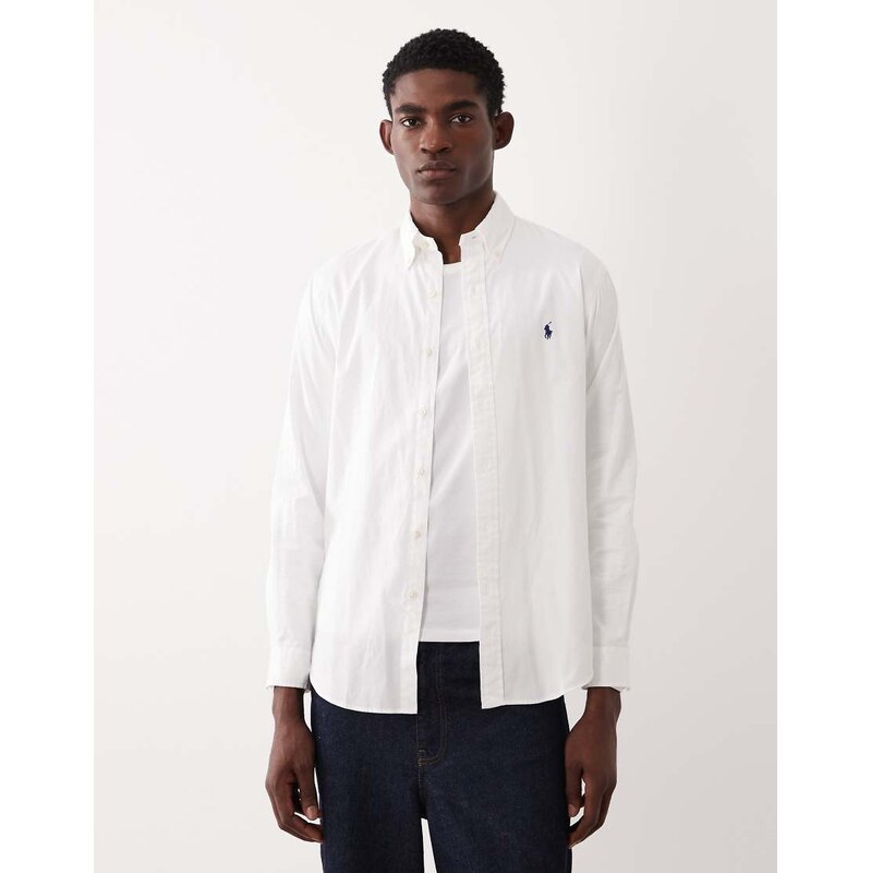 Polo Ralph Lauren icon logo long sleeve cotton twill shirt in