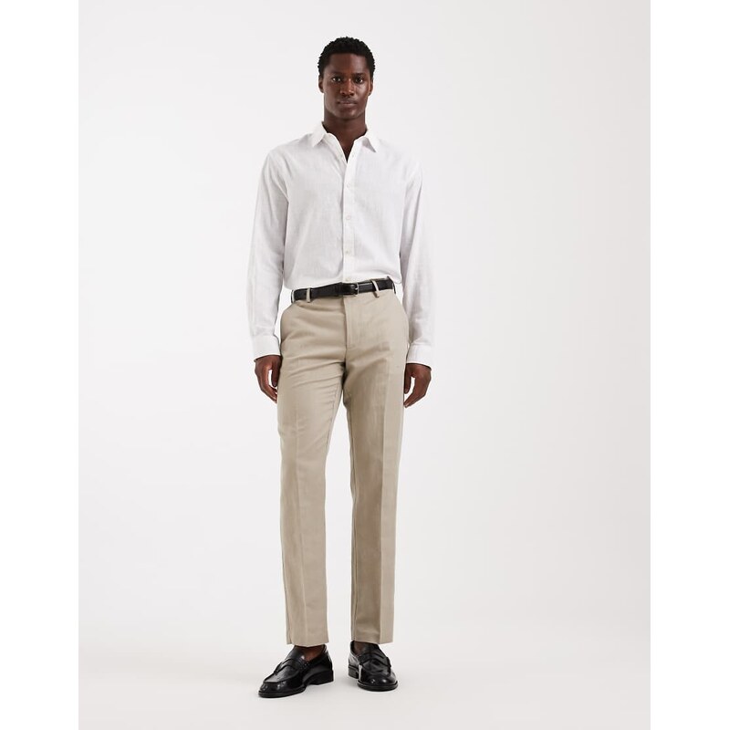 ASOS DESIGN mix & match linen rich slim suit trousers in stone