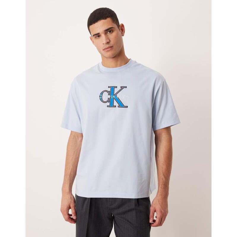 Calvin Klein Jeans Monologo elevated t-shirt in blue